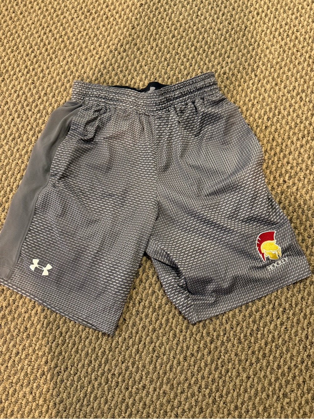 Under Armour Gray Athletic Shorts with Spartan Hockey Logo